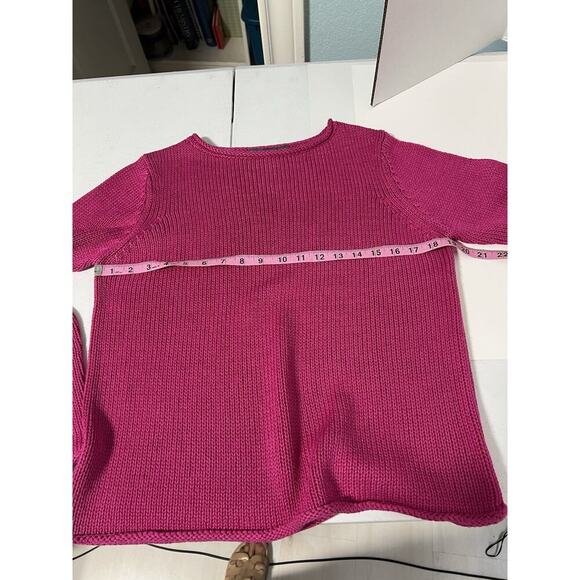 SAKS FIFTH AVENUE Chunky Knit Scoop Neck Sweater Women’s XL 100% Silk Pink - Picture 10 of 13